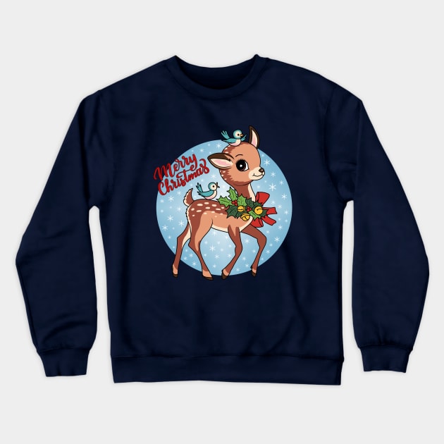 Little Reindeer Crewneck Sweatshirt by valentinahramov